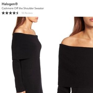 Halogen Cashmere Off the Shoulder Sweater - Gray